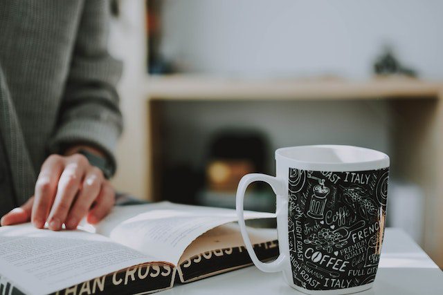 black and white mug