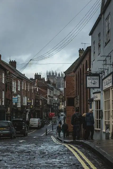 street buildings town road