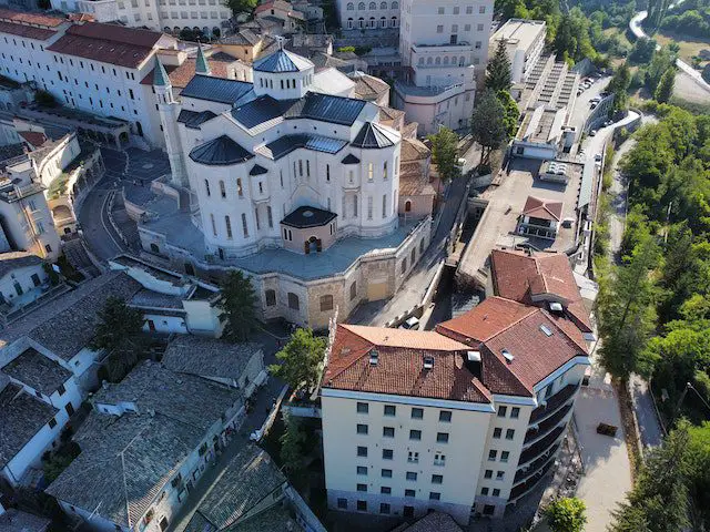 Aerial View of San Biago Basilica Church in Italy