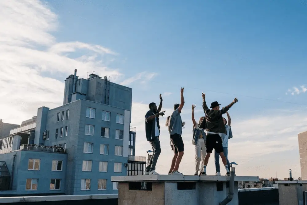 People having fun on roof top