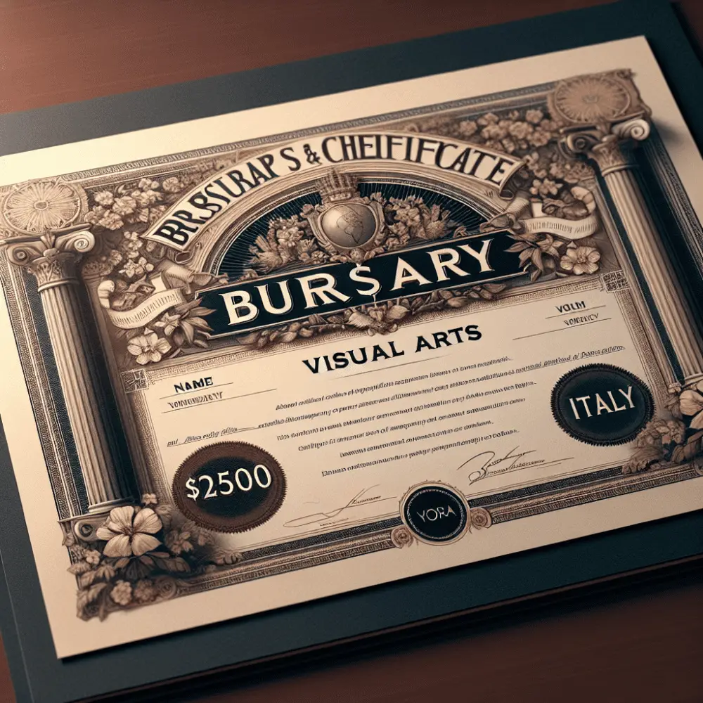 $2500 Visual Arts Bursary Italy 2024