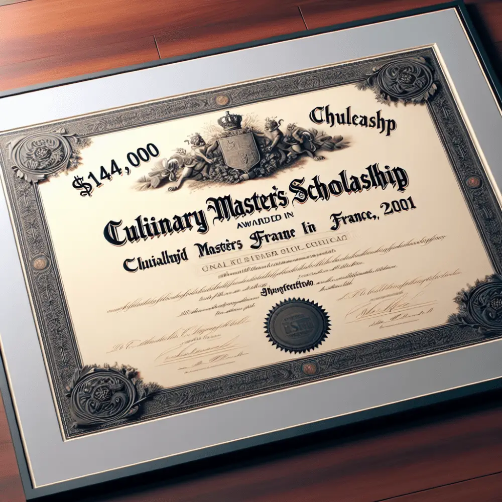 $14,000 Culinary Master’s Scholarship, France, 2001