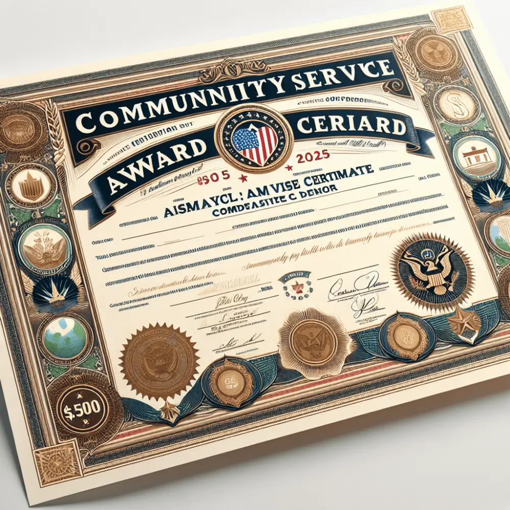 $1,500 Community Service Award USA, 2025