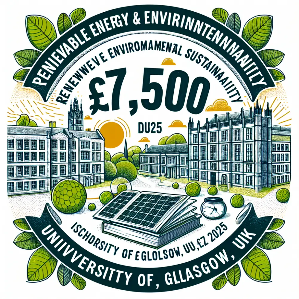 £7,500 Renewable Energy and Environmental Sustainability Scholarship at University of Glasgow, UK, 2025