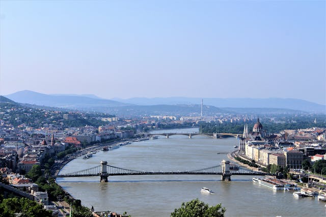 aerial photo of city near river