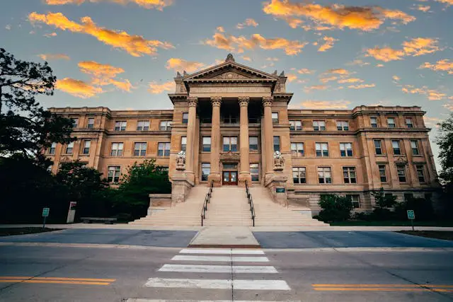 beardshear hall iowa state university at sunset