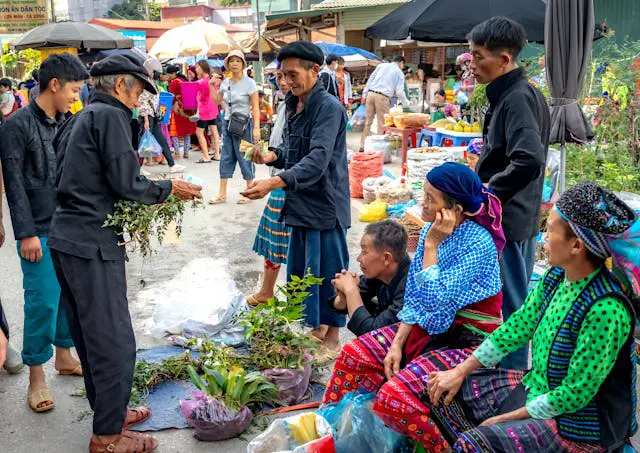 bustling traditional market with local vendors