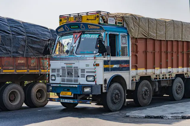 colorful indian tata truck on highway