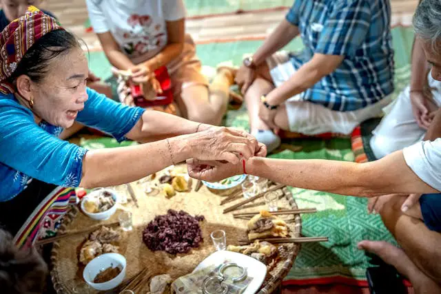 cultural gathering with traditional meal