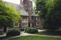 facade of the princeton university building with grass and trees in the front princeton new jersey usa