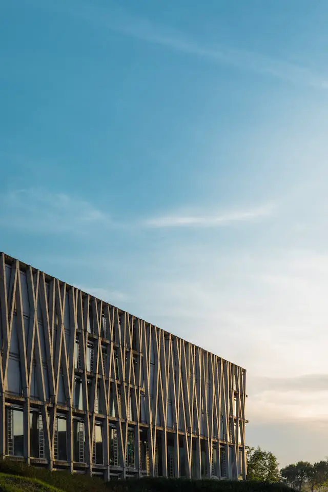 modern architecture at sunrise in geneva