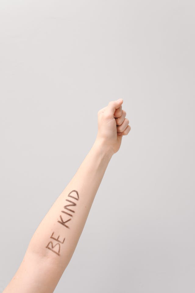 person with message on her arm