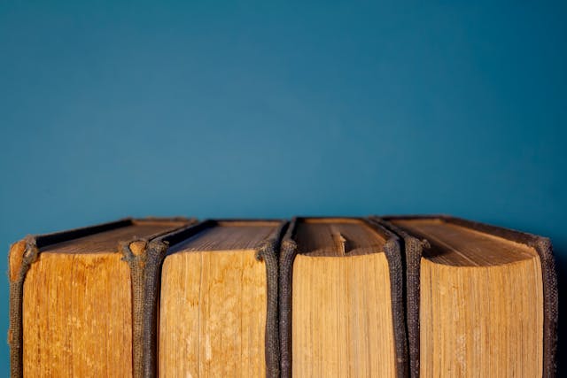 row of antique books