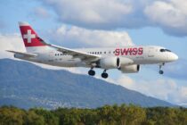 swiss airplane landing in-geneva switzerland