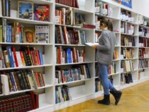 woman reading book