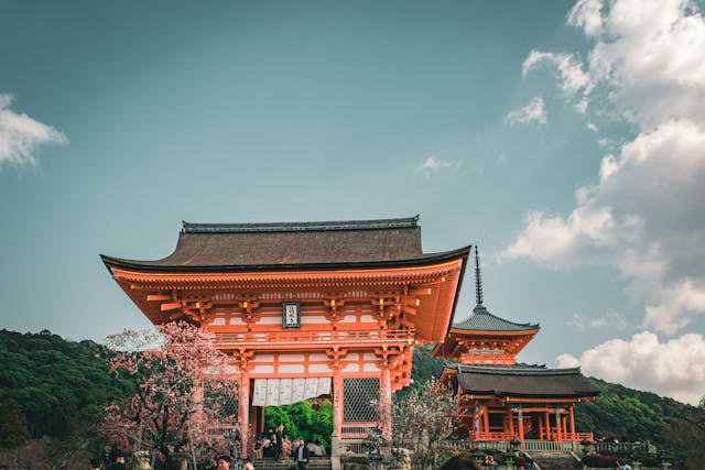 Blue Sky and Clouds over Temple Gate