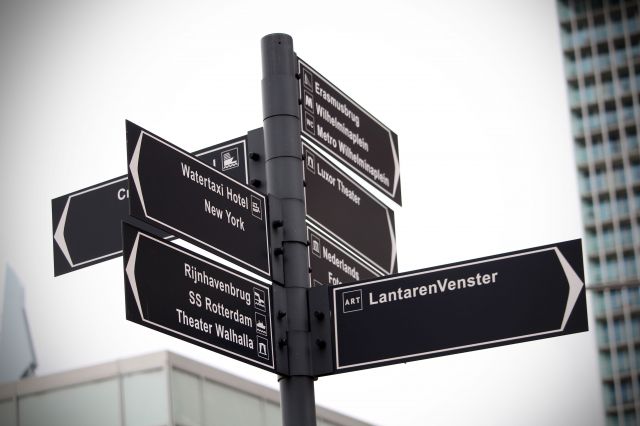 directional signpost in urban setting