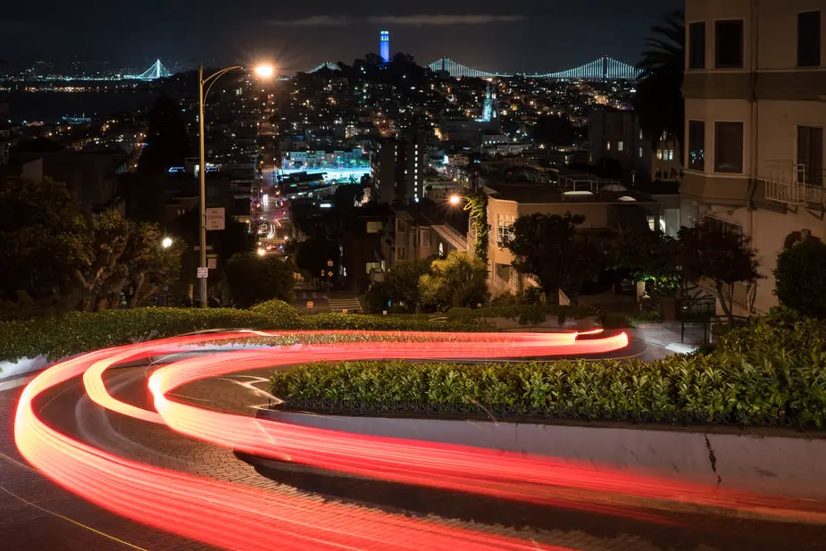 light trails san francisco nights