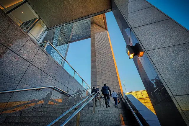 stairs building businessmen