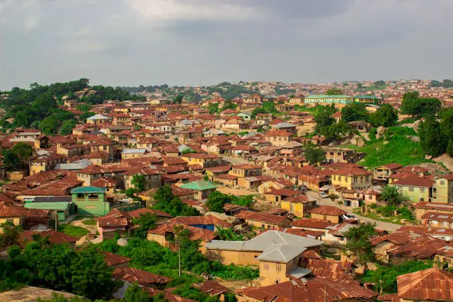 top view of houses and building roofs