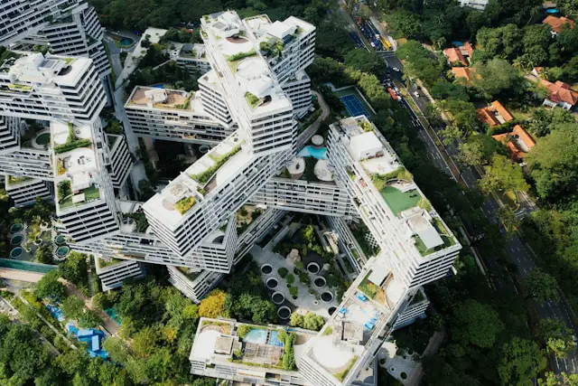 birds eye view photography of white concrete building