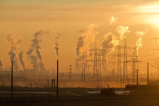 electric towers during golden hour