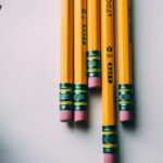 five brown pencils