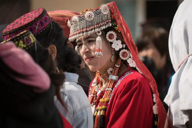 group of people with headdresses