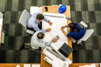 overhead shot of business meeting