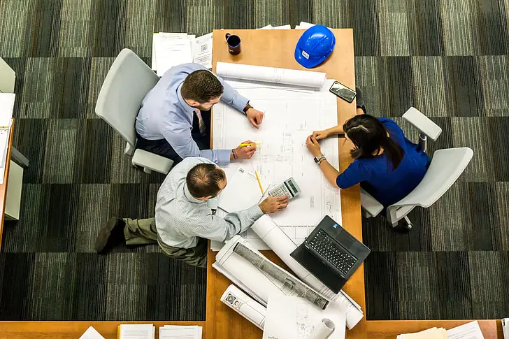 overhead shot of business meeting