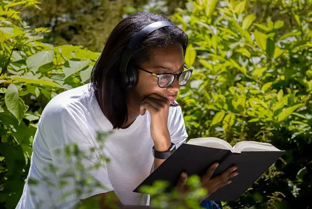 reader reading garden book