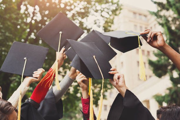 Graduation Caps in the Air