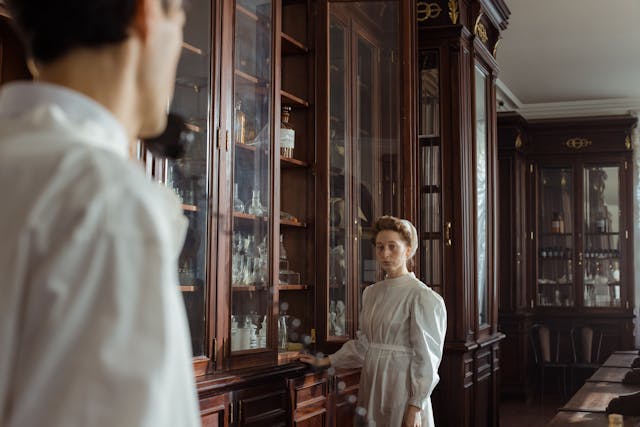 a woman in white long sleeve dress