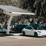 electric cars charging on stations