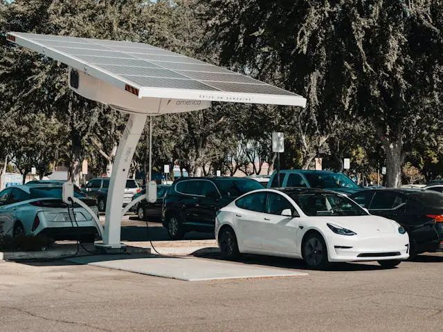 electric cars charging on stations