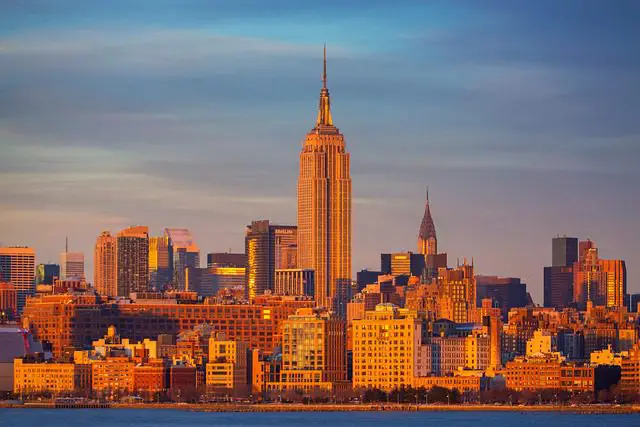 empire state building hudson sunset